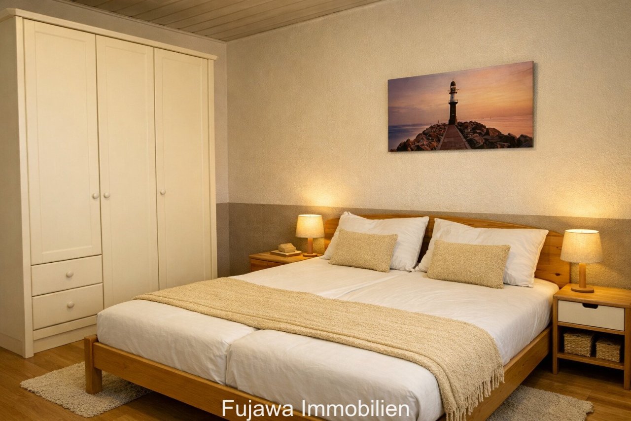 Schlafzimmer 1 (Gestaltungsbeispiel mit KI generiert) Schlafzimmer 1 (Gestaltungsbeispiel mit KI generiert)