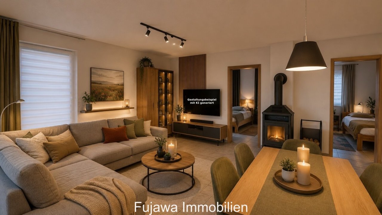 Wohnzimmer  - Gestaltungsbeispiel mit KI generiert